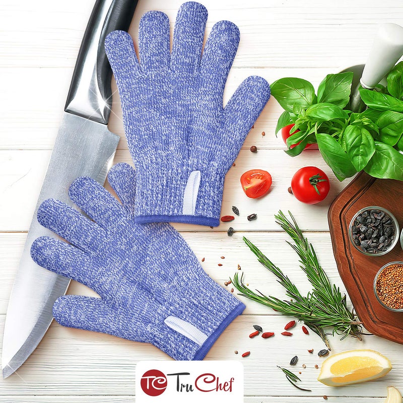 TruChef Kids Cut Resistant Gloves (Ages 4-8) | Level 5 Safety Gloves for Cooking, Gardening, Whittling | Real Kitchen Protection for Junior Chefs â€“ Easy Care, Kids Friendly (Blue, Small) - Image 5